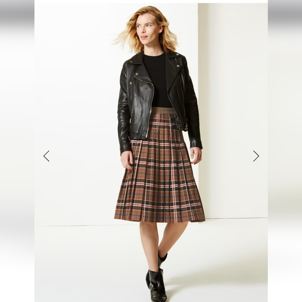 BNWT! M&S Checked A-line Midi Skirt (UK 10) - Picture 2 of 5
